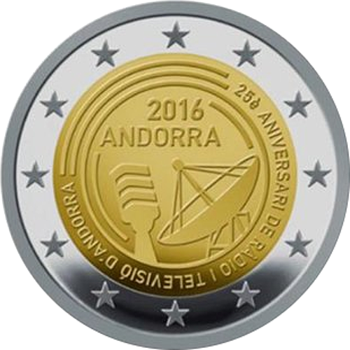 2 Euro Andorra 2016 25 Jahre öffentlich-rechtlicher Rundfunk