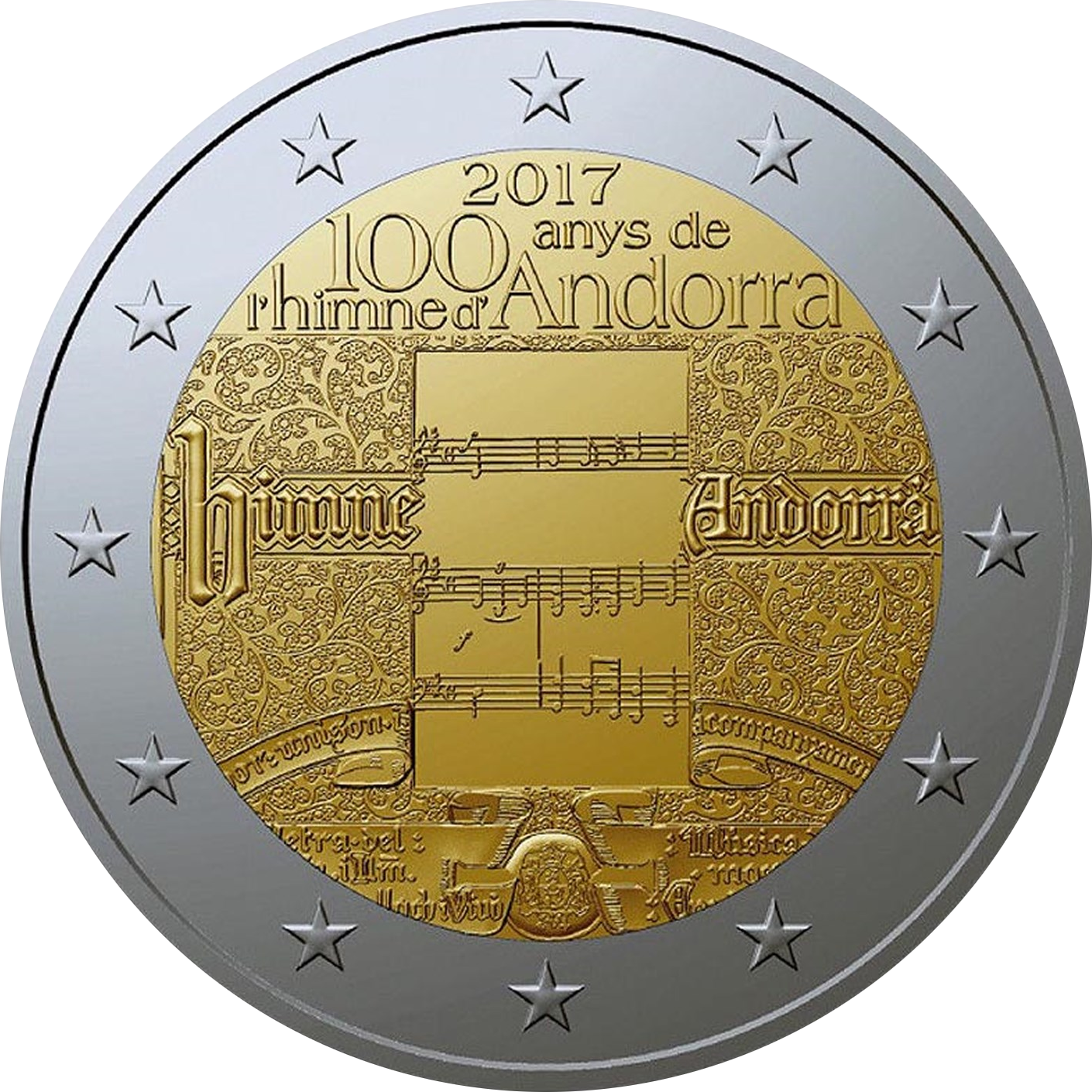 2 Euro Andorra 2017 100 Jahre Hymne Andorras