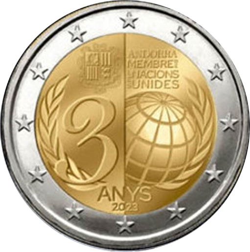 2 Euro Andorra 2023 30. Jahrestag des Beitritts Andorras zur UNO