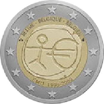 2 Euro Belgien 2009 10 Jahre Wirtschafts- und Währungsunion