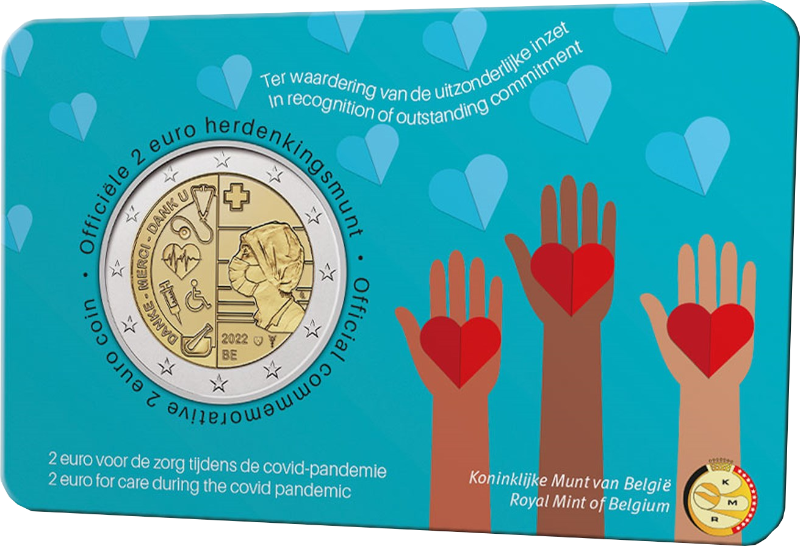 2 Euro Belgien 2022 Für die Pflege während der COVID-Pandemie