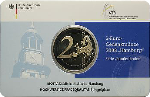 2 Euro Deutschland 2008 Hamburg J