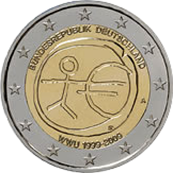 2 Euro Deutschland 2009 10 Jahre Wirtschafts- und Währungsunion