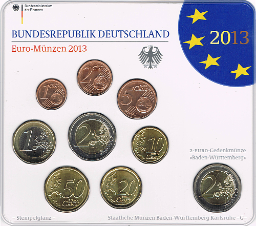 2 Euro Deutschland 2013 KMS Deutschland 2013 ST A,D,F,G,J