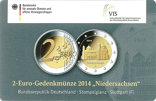 2 Euro Deutschland 2014 Niedersachsen: Kirche St.Michael Hildesheim F - Münzenmesse Stuttgart
