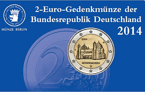 2 Euro Deutschland 2014 Niedersachsen: Kirche St.Michael Hildesheim A