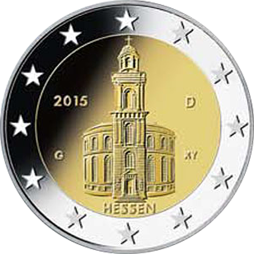 2 Euro Deutschland 2015 Hessen: Paulskirche Frankfurt A,D,F,G,J