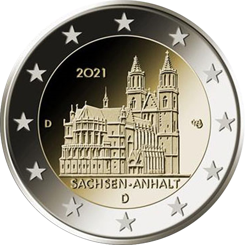 2 Euro Deutschland 2021 Sachsen-Anhalt: Magdeburger Dom