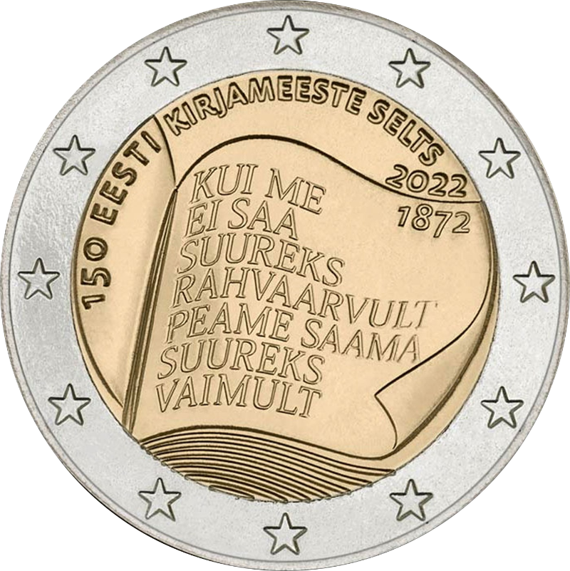 2 Euro Estland 2022 150. Jahrestag der Gründung der Gesellschaft der Estnischen Literaten