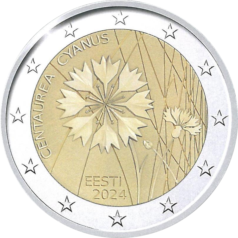 2 Euro Estland 2024 Die Kornblume, Estlands Nationalblume