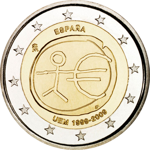 2 Euro Spanien 2009 10 Jahre Wirtschafts- und Währungsunion