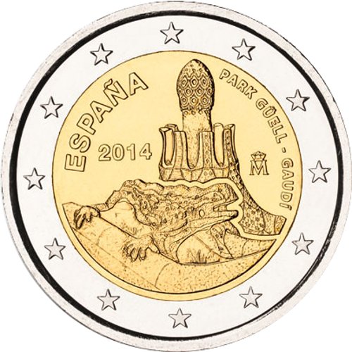 2 Euro Spanien 2014 Werke von Antonio Gaudi