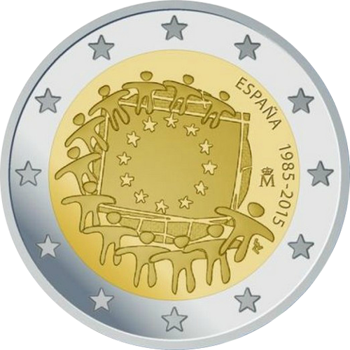 2 Euro Spanien 2015 30 Jahre Europaflagge