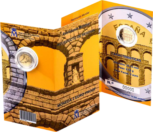 2 Euro Spanien 2016 Altstadt und Aquädukt von Segovia
