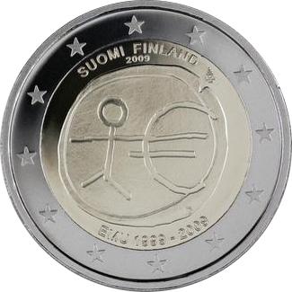 2 Euro Finnland 2009 10 Jahre Wirtschafts- und Währungsunion