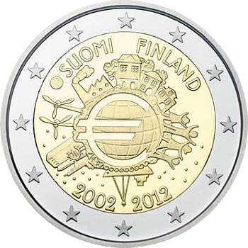 2 Euro Finnland 2012 10 Jahre Euro-Bargeld