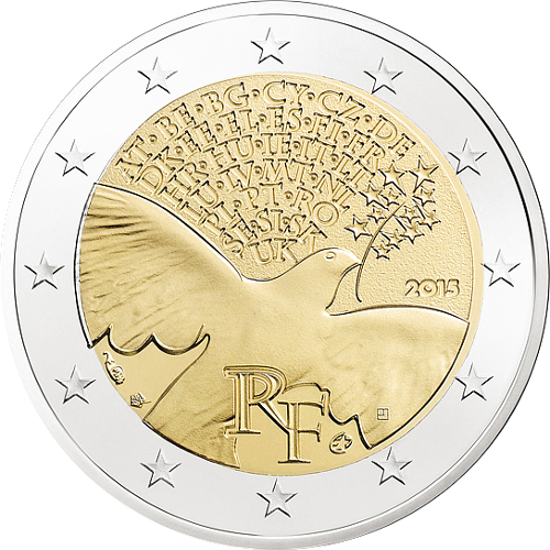 2 Euro Frankreich 2015 70 Jahre Frieden in Europa