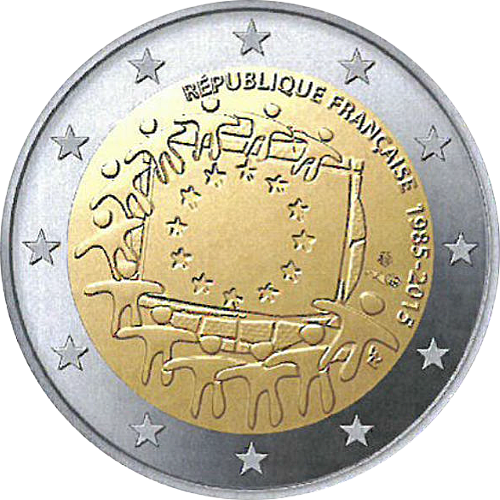 2 Euro Frankreich 2015 30 Jahre Europaflagge