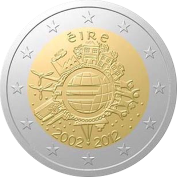 2 Euro Irland 2012 10 Jahre Euro-Bargeld