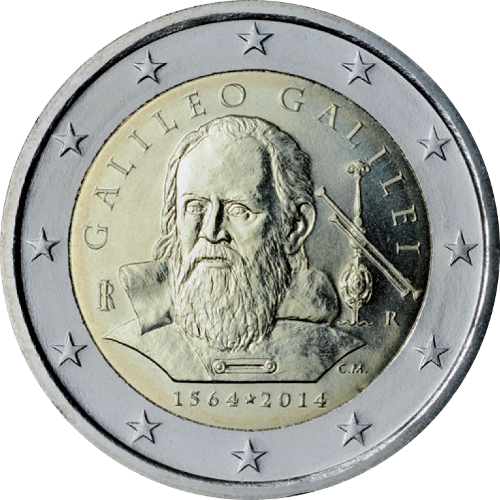 2 Euro Italien 2014 450.Geburtstag von Galileo 