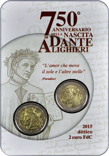 2 Euro Italien 2015 750.Geburtstag von Dante Alighieri