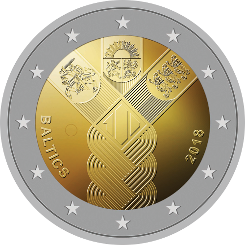 2 Euro Litauen 2018 100 Jahre Unabhängigkeit Baltische Staaten