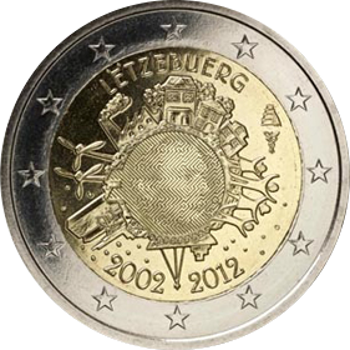 2 Euro Luxemburg 2012 10 Jahre Euro-Bargeld