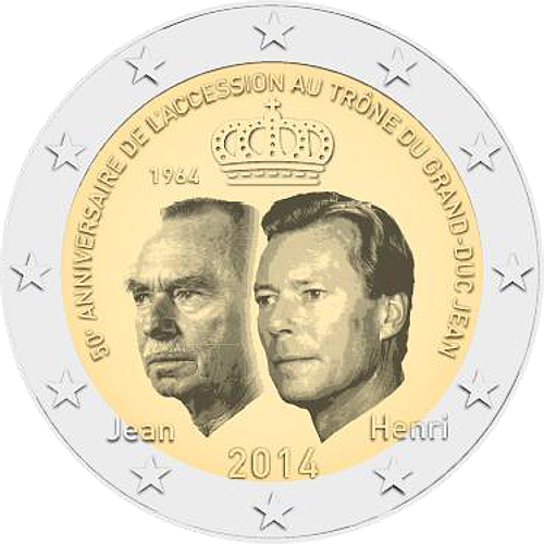 2 Euro Luxemburg 2014 50.Jahrestag der Thronbesteigung von Großherzog Jean