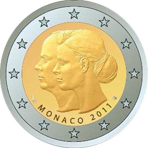 2 Euro Monaco 2011 Hochzeit von Fürst Albert II. und Charlene Wittstock