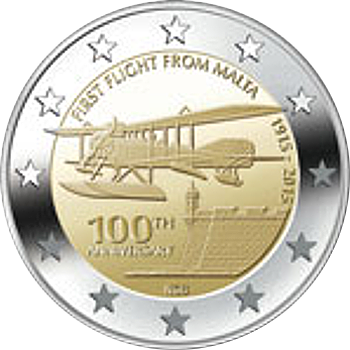 2 Euro Malta 2015 100 Jahre erster Motorflug auf Malta