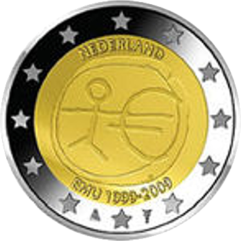 2 Euro Niederlande 2009 10 Jahre Wirtschafts- und Währungsunion