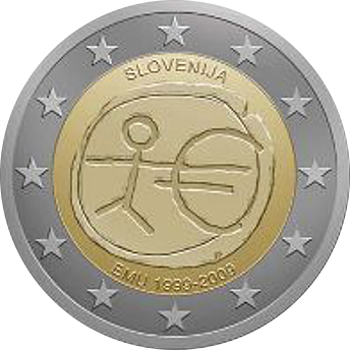 2 Euro Slowenien 2009 10 Jahre Wirtschafts- und Währungsunion