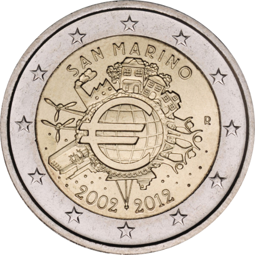 2 Euro San Marino 2012 10 Jahre Euro-Bargeld