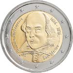2 Euro 19 2016 400.Todestag von William Shakespeare
