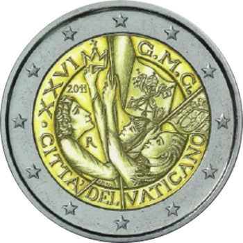 2 Euro Vatikanstadt 2011 26.Weltjugendtag in Madrid