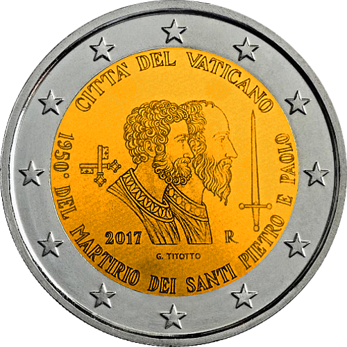 2 Euro Vatikanstadt 2017 1950 Jahre Märtyrer St.Peter und Paul